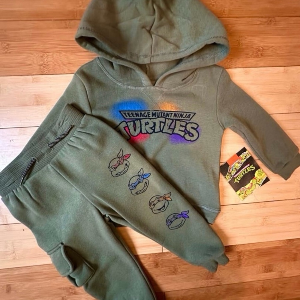 Teenage Mutant Ninja Turtles Green Hoodie and Pants Set Size 18 months